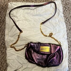 Marc Jacobs Iridescent Purple Mini Crossbody with Gold Chain **RARE**